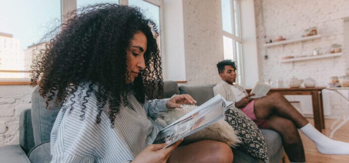 Couple reading a book