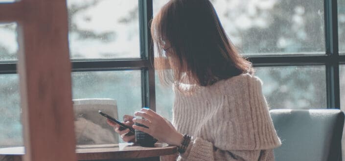 Lady using smartphone