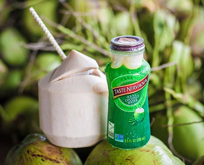 A can of Taste Nirvana coconut drink