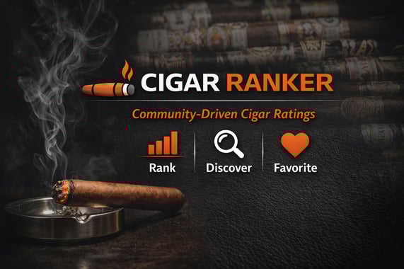 Cigar Ranker Logo with smoking cigar in an ash tray