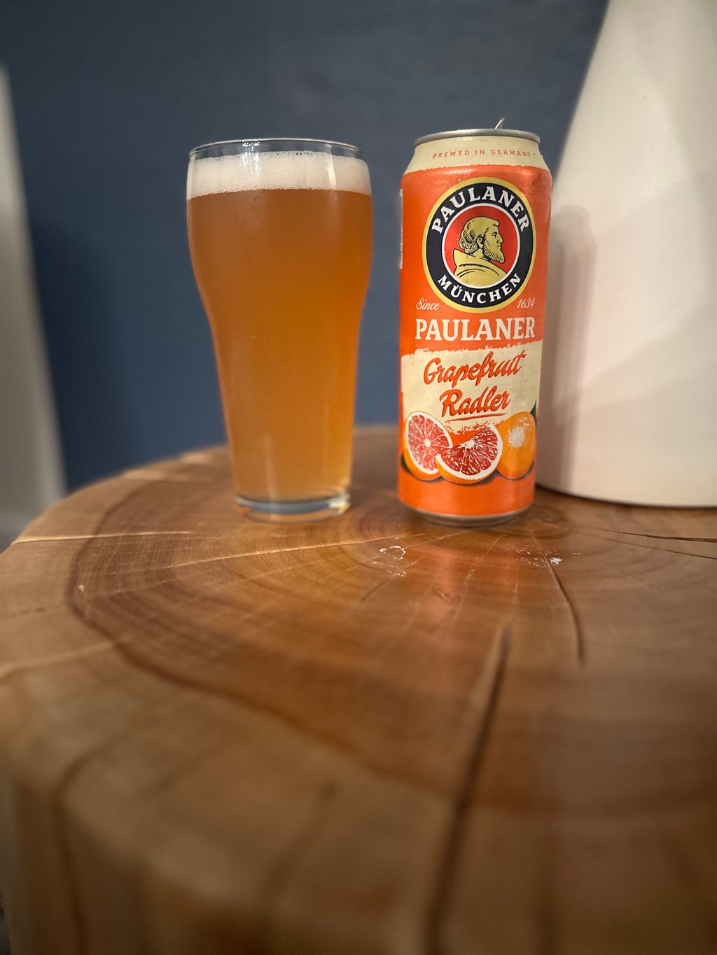 Glass of Paulaner Grapefruit Radler