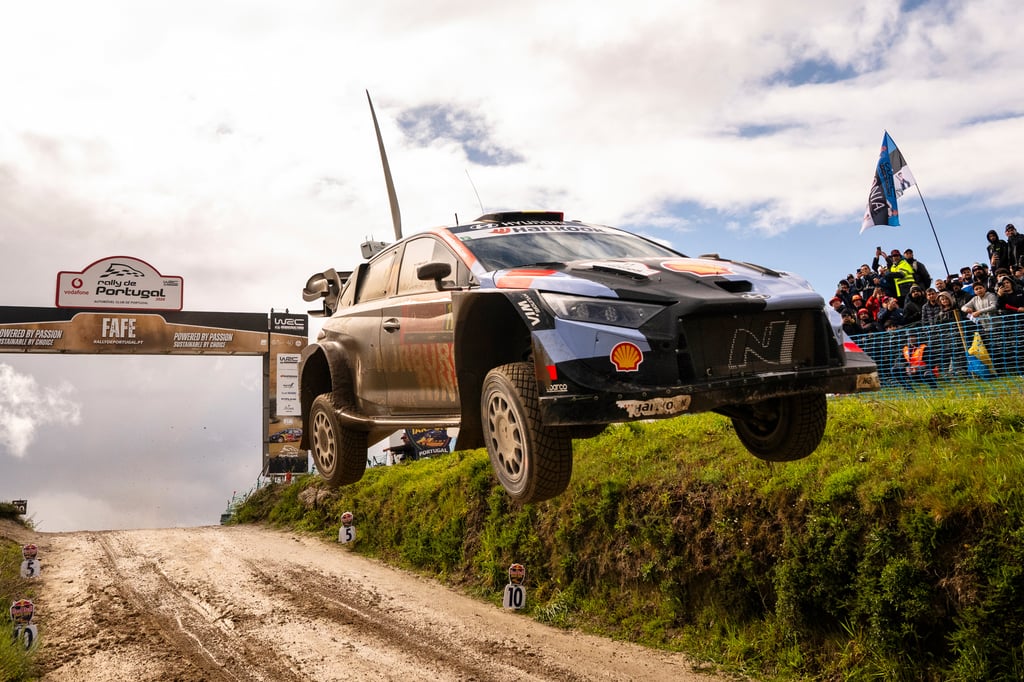 Thierry Neuville (BEL), Martijn Wydaeghe of team HYUNDAI SHELL MOBIS WORLD RALLY TEAM seen during the World Rally Championship Portugal in Porto.