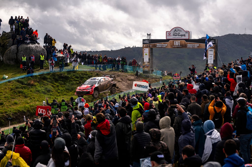 Oliver Solberg (SWE), Elliott Edmondson of team TOYOTA GAZOO RACING WRT seen during the World Rally Championship Portugal in Porto, Portugal.